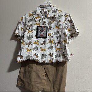 Animal Print Kids Shirt by - White and Brown